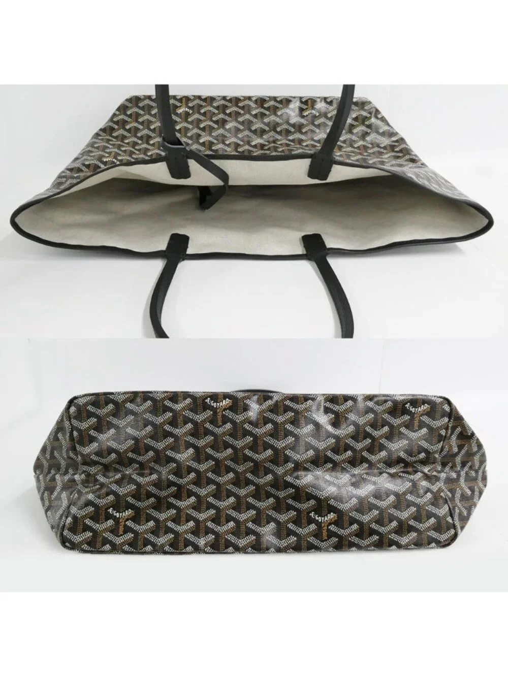 Goyard Saint Louis PM Black Tote Din Canvas Leather with Clip
